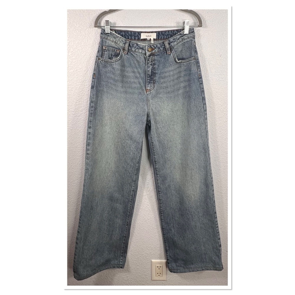 ba&sh Light Wash Wide Leg Zipper Fly Lady Jeans Sz FR 38 US M Cotton
